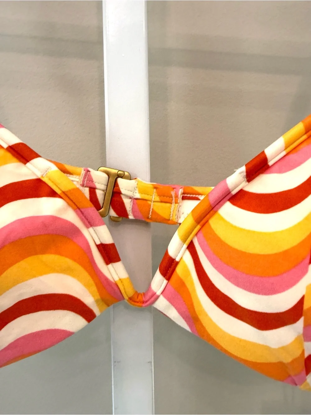 L*Space Helena Bikini Top Sz M Pink Orange Swirl Print Underwire Swim NWT